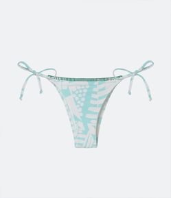 Biquíni Calcinha Lacinho em Poliamida com Pespontos no Cós e Estampa Folhagens