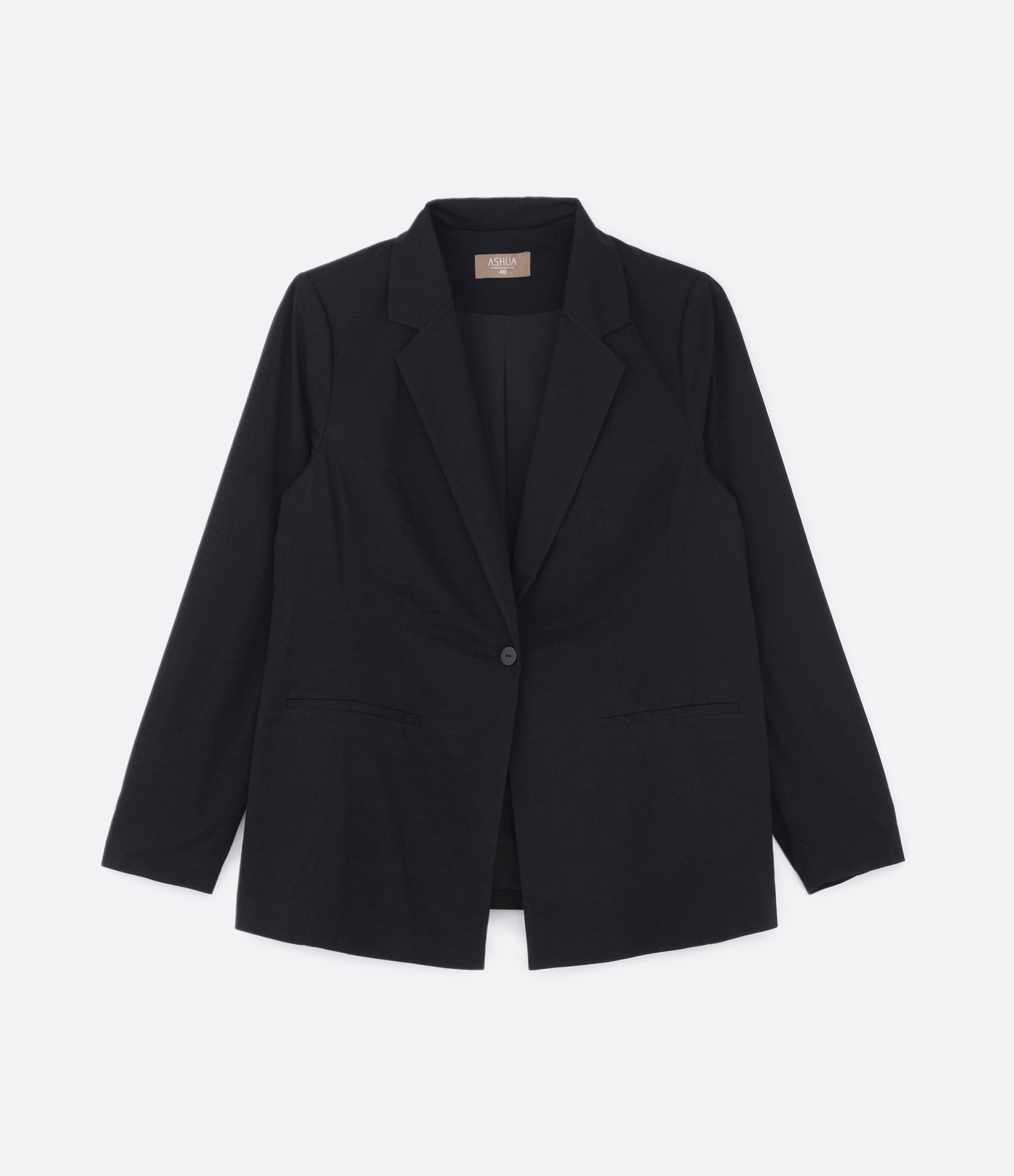 Blazer Básico em Malha com Botão Curve & Plus Size Preto 5