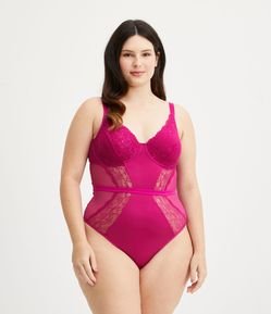 Body em Poliamida com Detalhes em Renda Curve & Plus Size