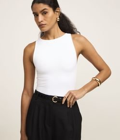 Body Básico em Poliamida com Gola Redonda