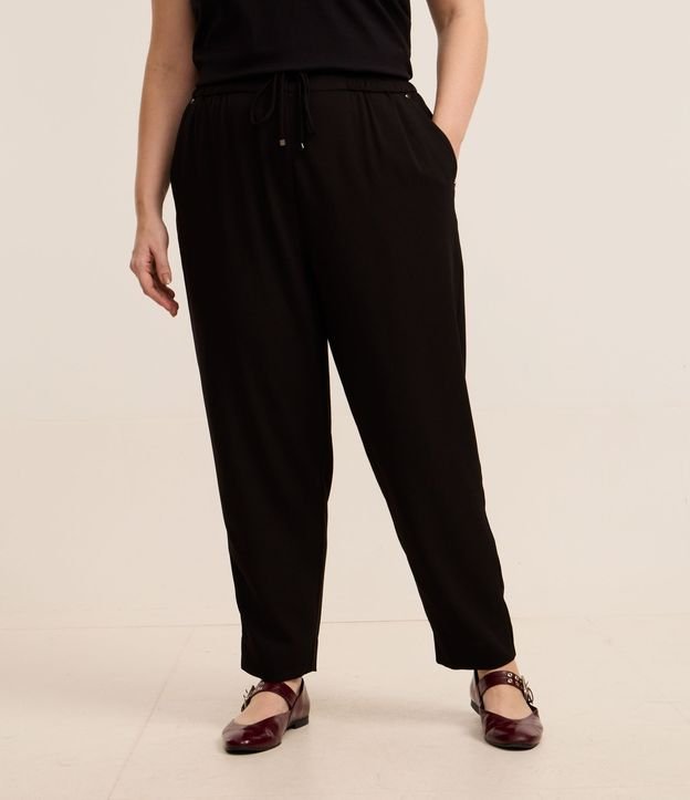 Calça Fluida com Elástico no Cós e Amarração Curve & Plus Size