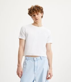 Camiseta Cropped Básica em Meia Malha com Manga Curta