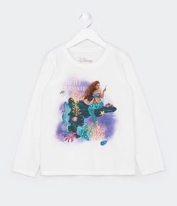 Remera Infantil Estampado Live Action Sirenita con Cola de Lentejuelas- Talle 3 a 10 años