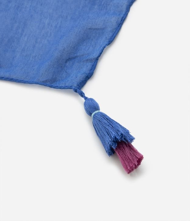 Canga Retangular em Chiffon com Estampa Litoral e Detalhe em Tassel Azul 3