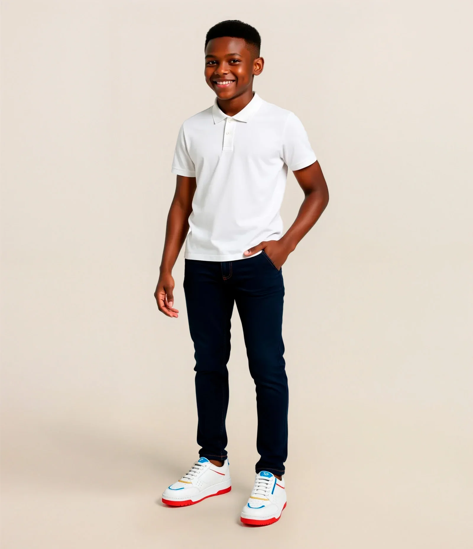 Camiseta Polo Infantil em Malha Piquet - Tam 5 a 14 anos Branco 1