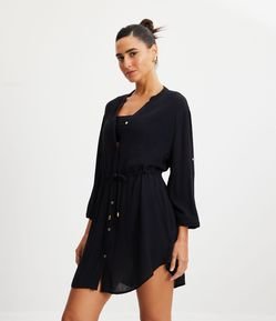 Camisa em Viscose com Botões Madre Pérola e Amarração na Cintura