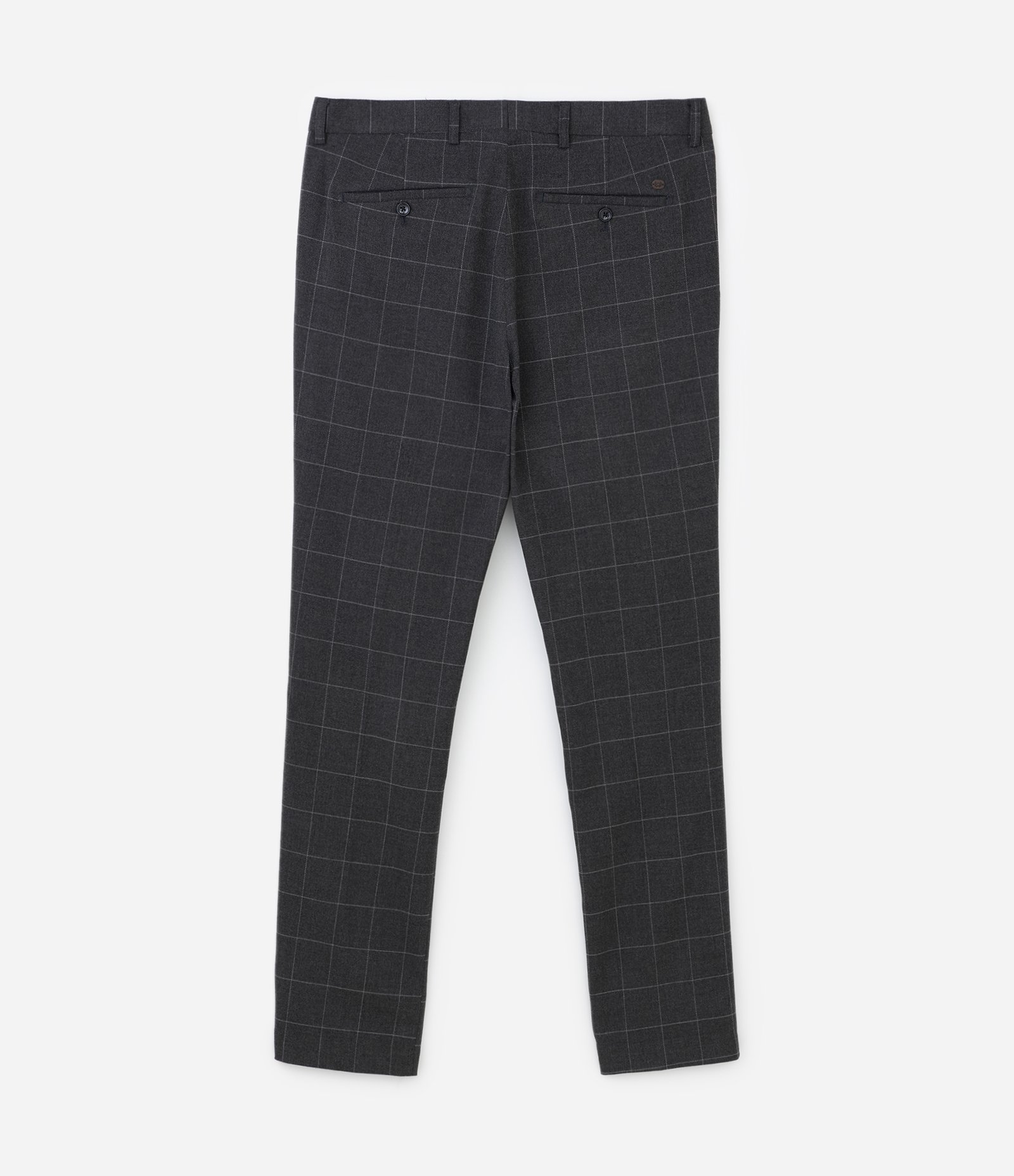 Calça Slim em Meia Malha com Bolsos e Estampa Xadrez Cinza Escuro 4