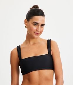 Biquíni Top Bandeau em Poliamida com Alça Média e Pespontos Contrastantes