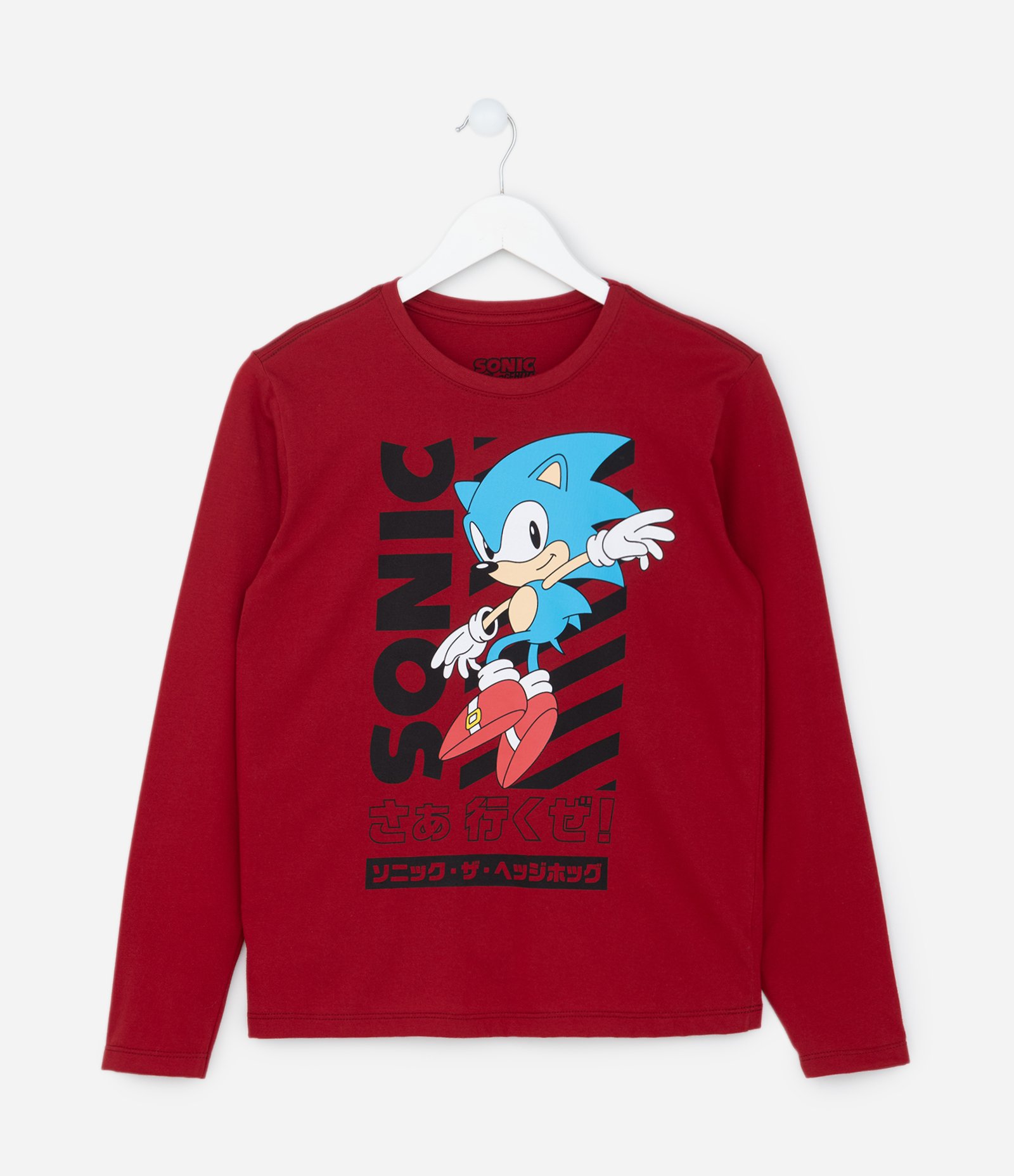 Camiseta Infantil Estampa Sonic - Tam 4 a 12 Anos Vermelho 1
