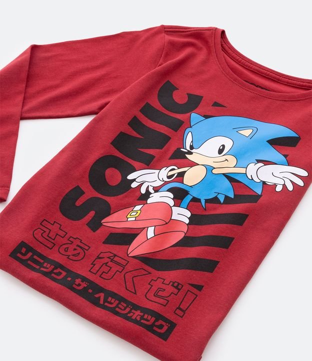 Camiseta Infantil com Estampa Knuckles Sonic - Tam 4 a 12 Anos Vermelho