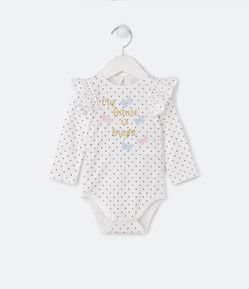 Body Infantil Poá com Lettering My Future is Bright - Tam 0 a 18 meses