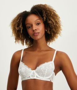 Sutiã Sem Bojo em Tule Com Aro e Bordado Floral
