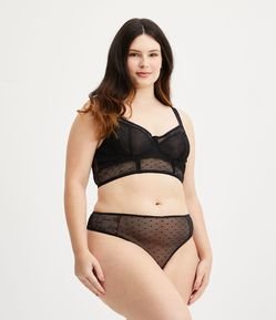 Calcinha Fio em Tule com Detalhe Poá Curve & Plus Size