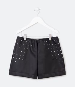 Short Infantil em Material Sintético com Tachinhas Aplicadas - Tam 5 a 14 Anos