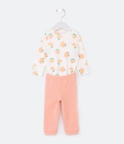 Conjunto Infantil Longo com Estampa de Flores - 0 a 18 meses
