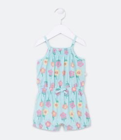 Macaquinho Infantil com Lacinho e Estampa de Florzinhas - Tam 0 a 18 meses