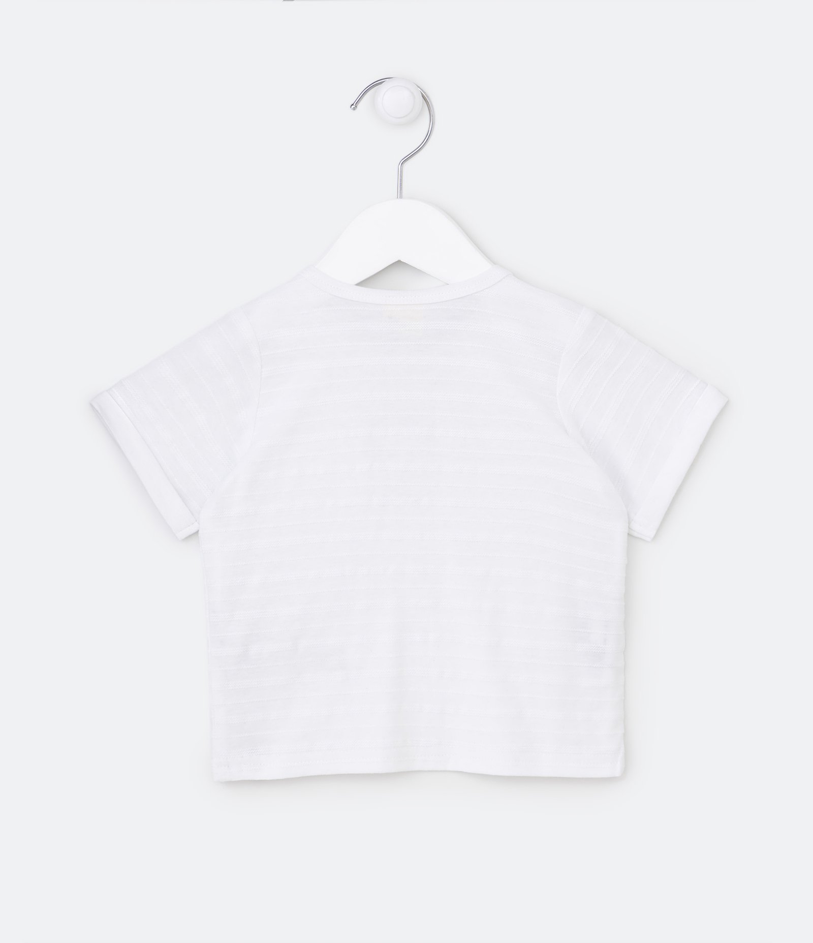 Camiseta Infantil em Algodão Texturizado e Gola Polo - Tam 0 a 18 Meses Branco 2
