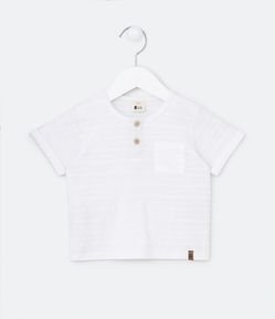 Camiseta Infantil em Algodão Texturizado e Gola Polo - Tam 0 a 18 Meses