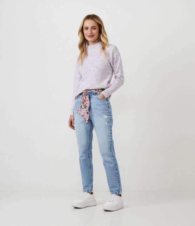 Calça Mom Jeans Feminina Cintura Alta com Cinto Moda Tendência