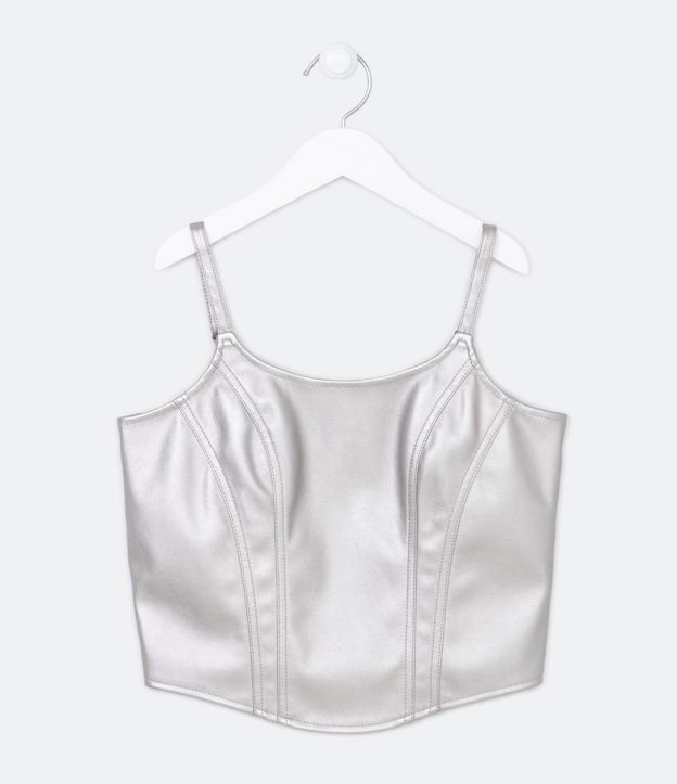 Top Corsetado Infantil com Efeito Metalizado - Tam 5 a 14 anos