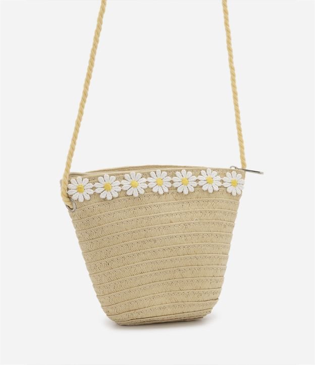 Bolsa de Palha Infantil com Margaridas Aplicadas