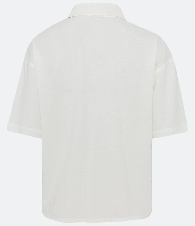 Camisa Manga Curta em Viscolinho com Botões Geométricos Off White 2