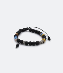 Pulseira de Esferas Emborrachas e Detalhes em Metal
