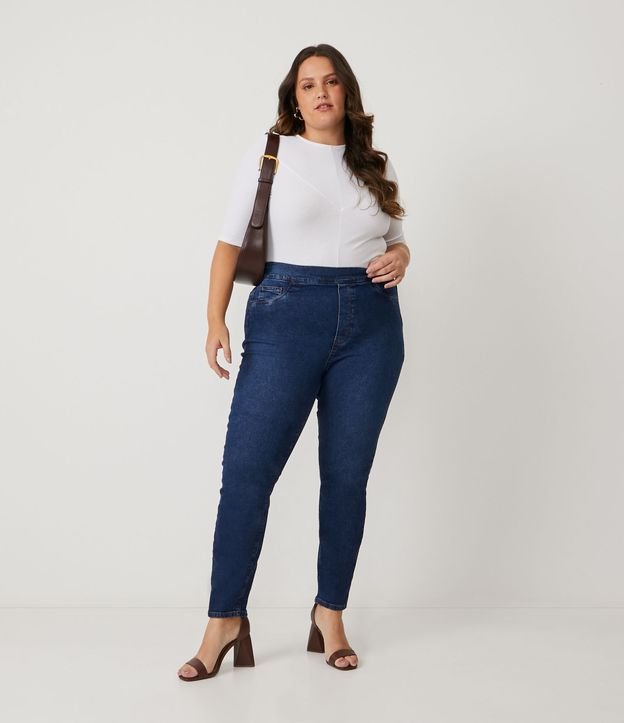Calça Jegging Jeans Básica Curve & Plus Size Azul 1