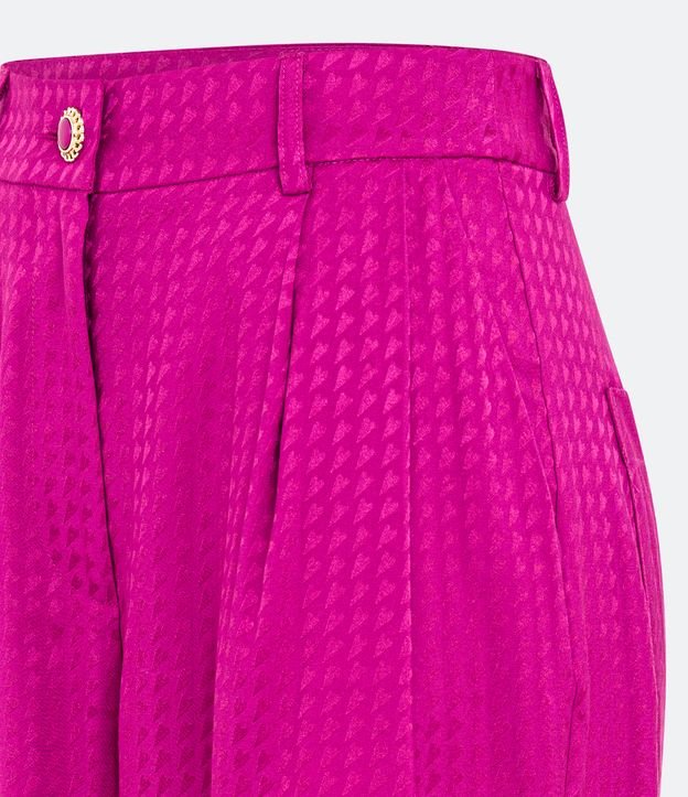 Calça Pantalona em Jacquard com Botões Diferenciados Rosa 7