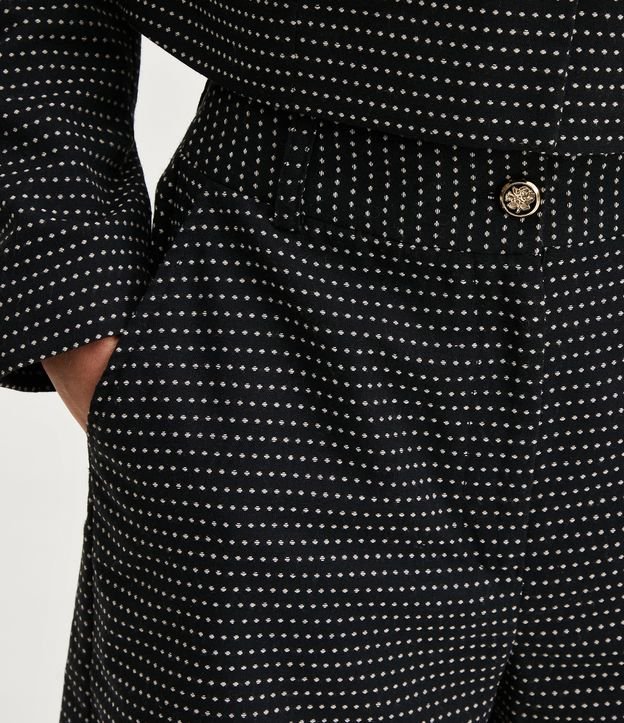 Short em Tweed com Botões Brasão Preto 3