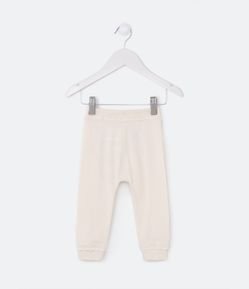 Calça Infantil com Cós Virado e Rendinha Aplicada - Tam RN a 18 meses