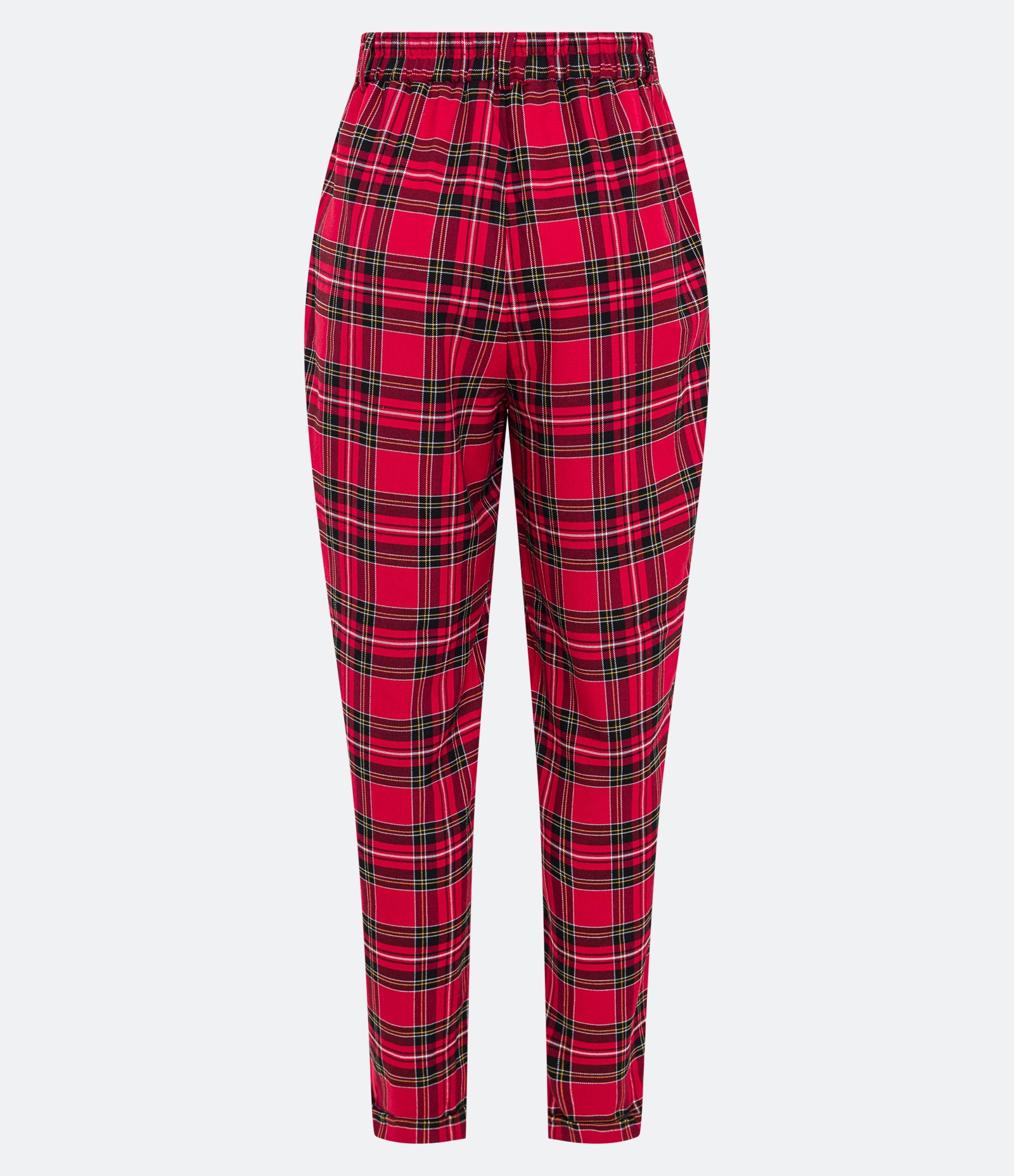 Calça Cenoura Alfaiatada com Estampa Xadrez Vermelho 2
