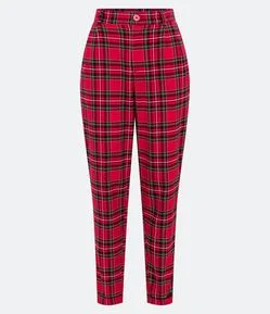 Calça Cenoura Alfaiatada com Estampa Xadrez