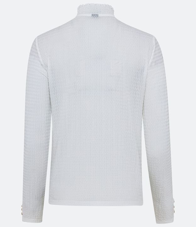 Blusa Texturizada con Botones en el Puño Blanco Nieve 6
