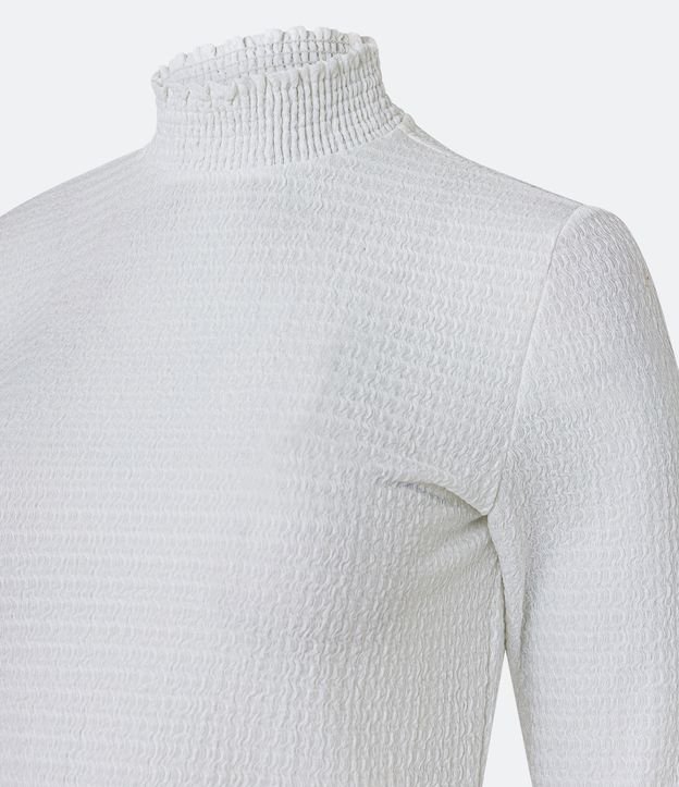 Blusa Texturizada con Botones en el Puño Blanco Nieve 7