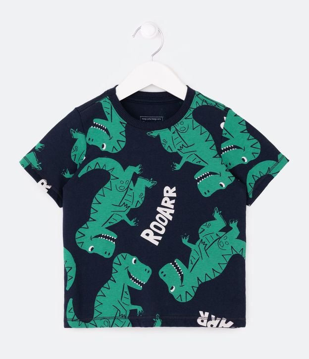 Camiseta Infantil Estampa Dinos com Lettering - Tam 1 a 5 Anos