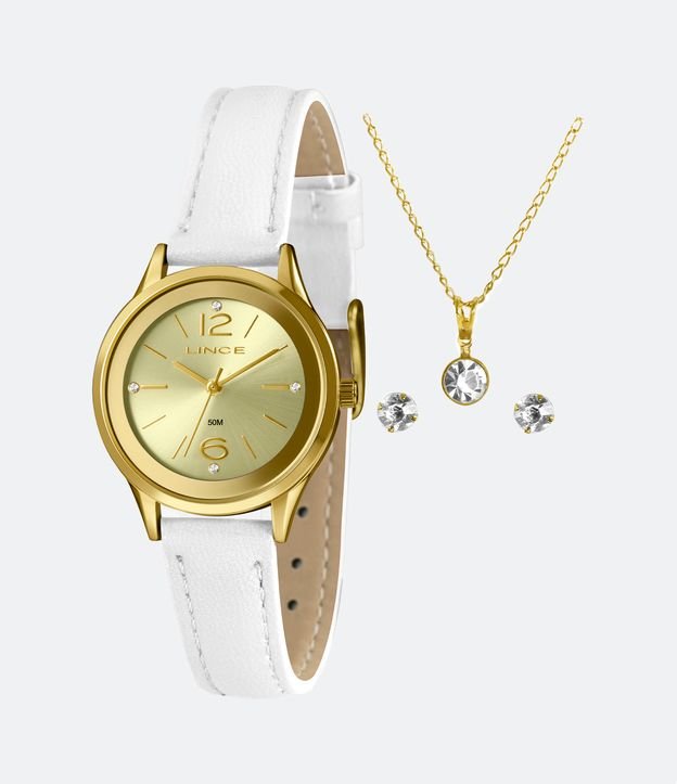 Kit Relógio Lince Feminino Analógico com Pulseira e Caixa em Metal Dourado LRCH167L30 K00EC2TX - Cor: Preto - Tamanho: U