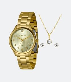 Kit Relógio Lince Analógico com Pulseira e Caixa em Metal LRG4743L40 KBOCC2KX