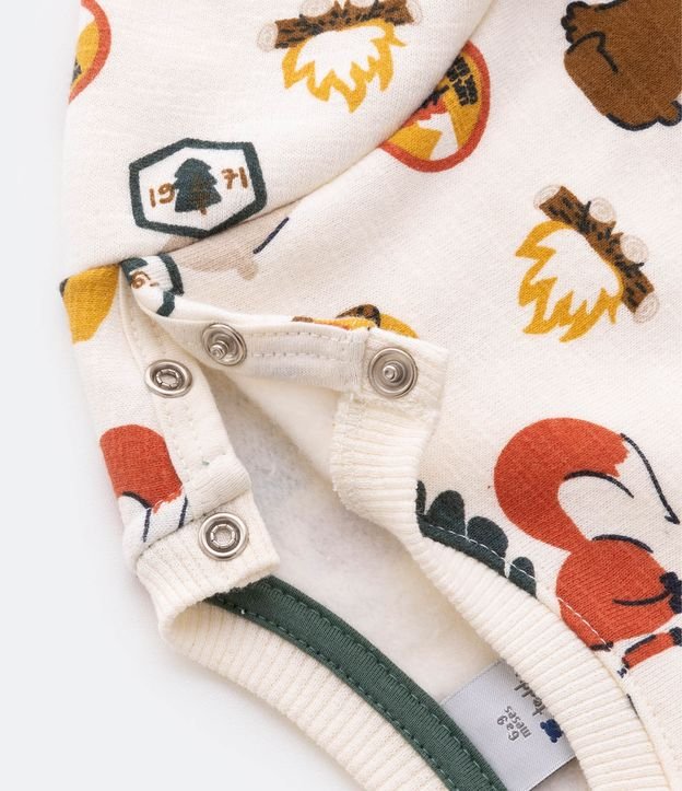 Conjunto Infantil en Algodón con Estampado Animalitos y Follajes - Talle 0 a 18 meses Beige 4