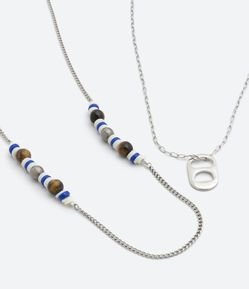 Kit 02 Colares em Metal com Pingente de Lacre e Miçangas