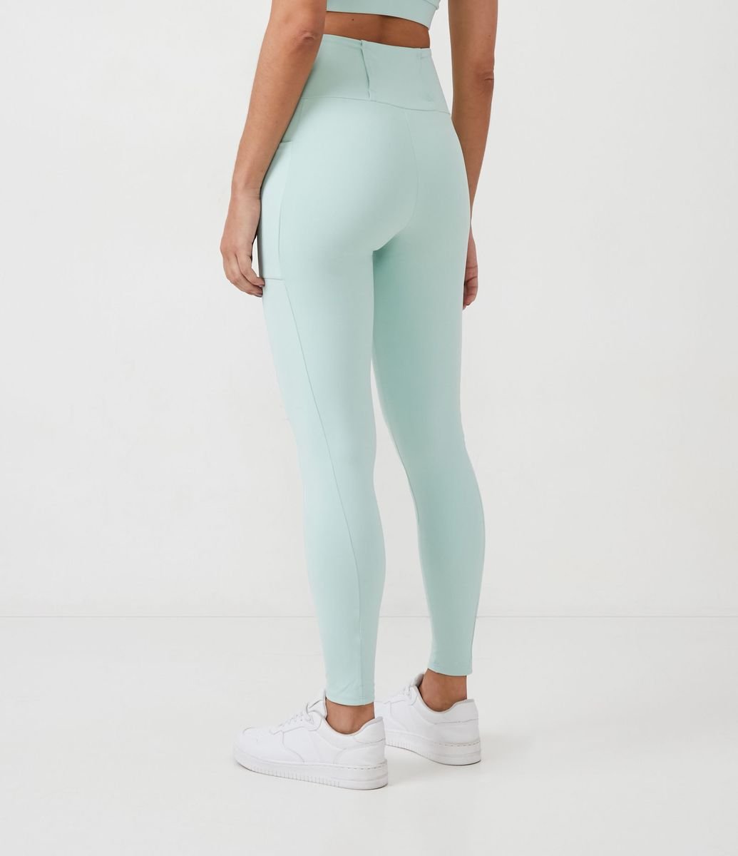 Calça Legging Academia Poliamida Recorte Laranja Verde Madri - Lot Fitness