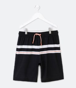 Bermuda de Banho Infantil com Listras Contrastantes - Tam 5 a 14 Anos