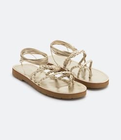 Sandália Rasteira com Multi Tiras e Amarração