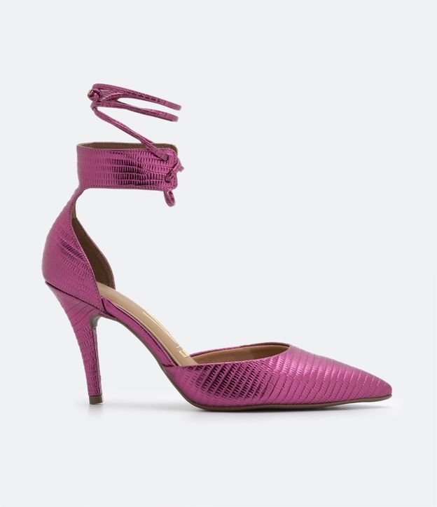 Sapato Scarpin Metalizado com Salto Alto Rosa 4