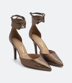 Sapato Scarpin Metalizado com Salto Alto Vizzano