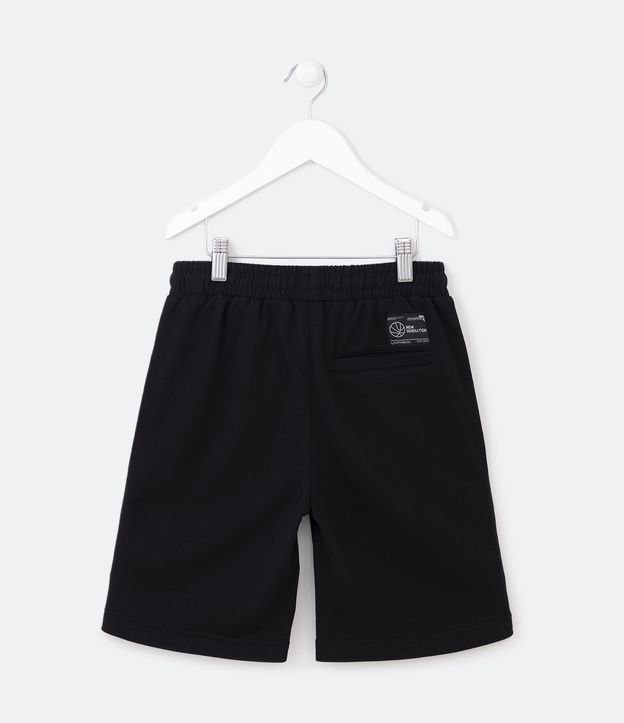 Bermuda Infantil con Lettering Lateral y Bolsillos Texturizados - Talle 5 a 14 años Negro 2