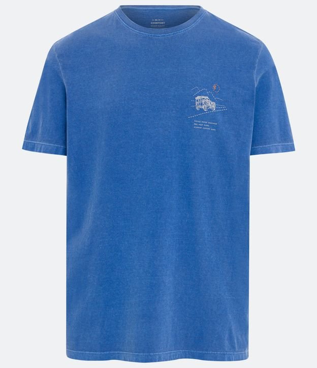 Camiseta Comfort em Meia Malha com Estampa de Jeep Azul Estonado 5