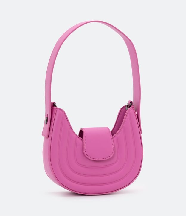 Bolsa Shoulder Baguete com Alça Estruturada Rosa 4
