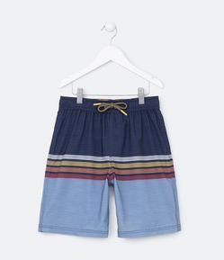 Bermuda Infantil com Estampa de Listras e Amarração - Tam 5 a 14 Anos