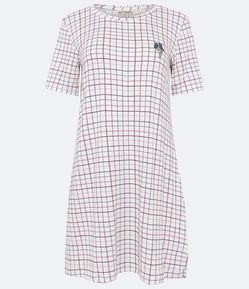 Camisola Curta em Viscolycra com Estampa Xadrez Grid